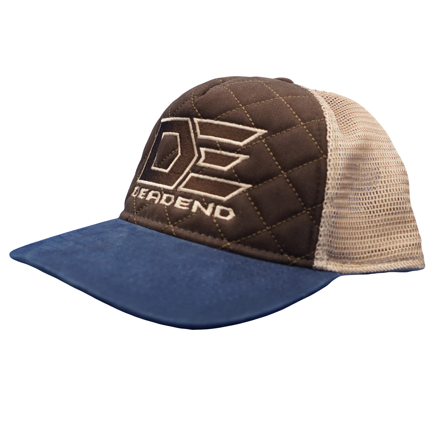 Dead End Quilted Trucker Hat – Brown & Blue