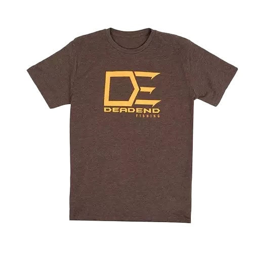 Dead End Fishing T-Shirt - Brown w/ Neon Orange Logo