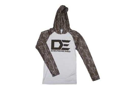 Dead End Biloxi Performance Colorblocked Mossy Oak New Bottomland UPF FISHING Logo Hoodie