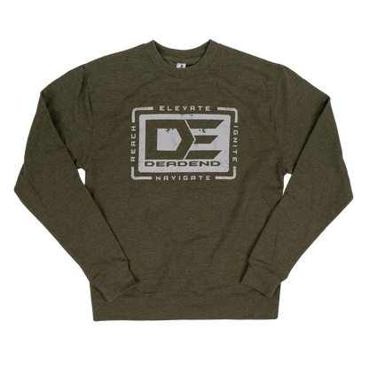 DE Dead End Reach Elevate Ignite Navigate Pullover Sweatshirt- DE3000 Army Green