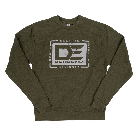 DE Dead End Reach Elevate Ignite Navigate Pullover Sweatshirt- DE3000 Army Green