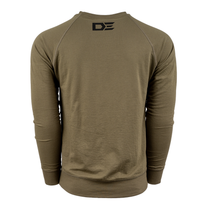 DE Dead End Hunting & Fishing Yellow Logo LS Pullover- DE9000 Military Green