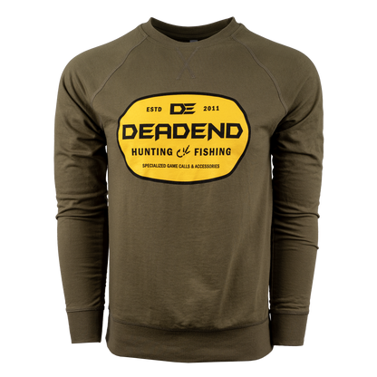 DE Dead End Hunting & Fishing Yellow Logo LS Pullover- DE9000 Military Green