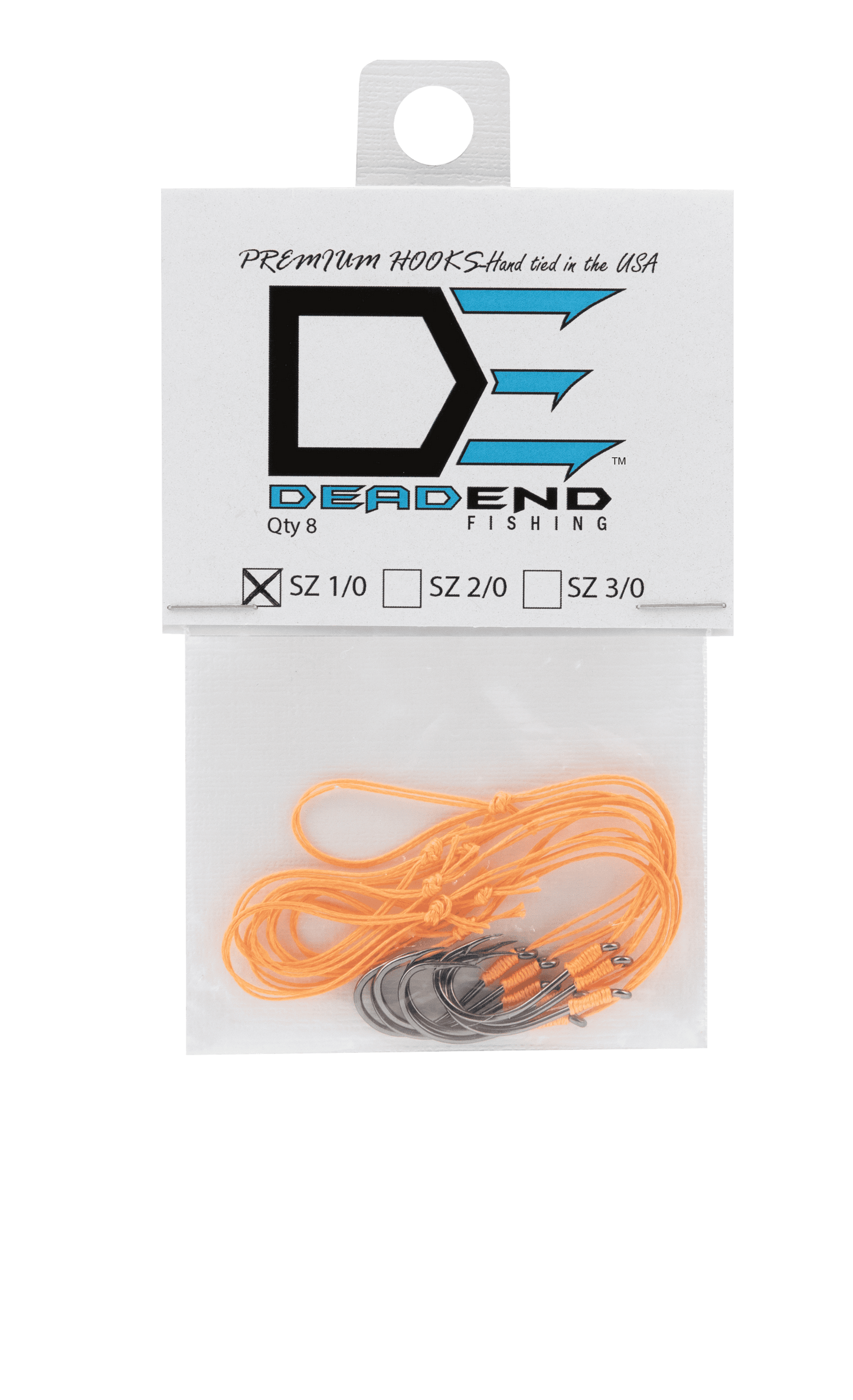 Dead End Fishing Hooks 1/0 65Lb Leader 8 Qty