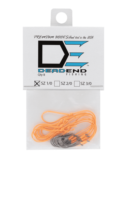 Dead End Fishing Hooks 1/0 65Lb Leader 8 Qty