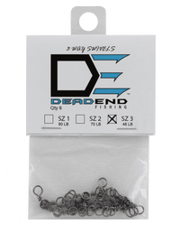 Dead End Fishing 3 Way Swivels Sz 3 46Lb 8 Qty