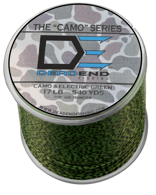 Camo & Electric Green Fishing Monofilament Line - 17Lb - 540 Yards