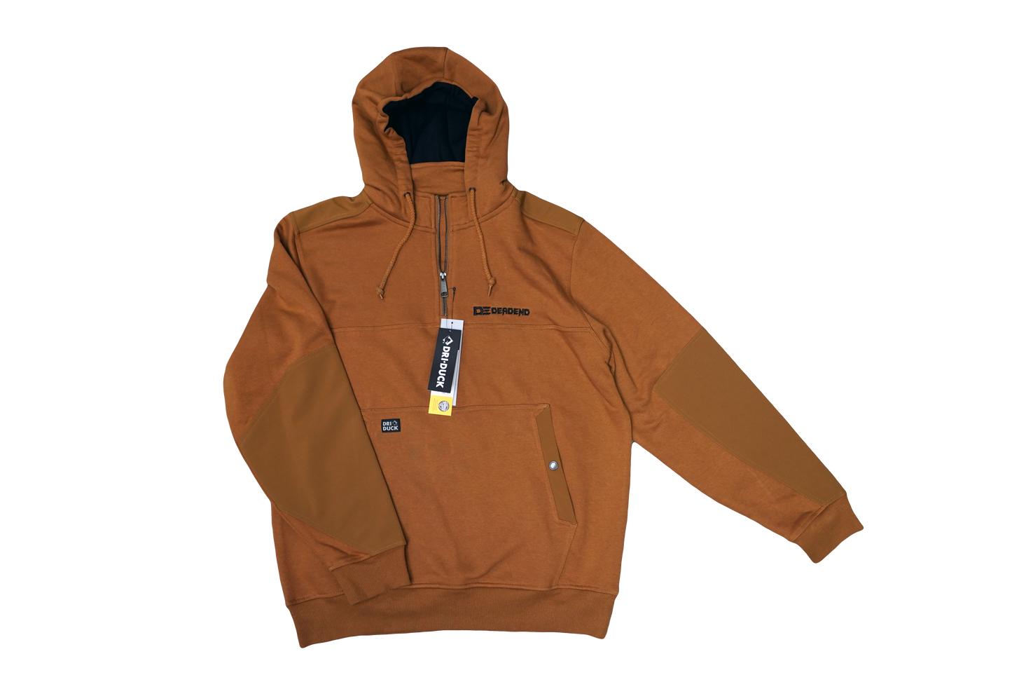 Dead End Outdoors Men's Mission Quarter-Zip Hooded Pullover- Saddle Color