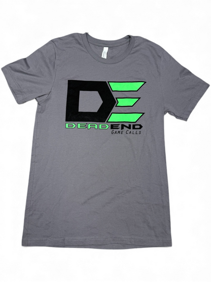 DE Dead End Game Calls Gray T -Shirt Neon Green and Black Logo
