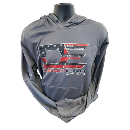 American Flag DE Logo Grey Hoodie