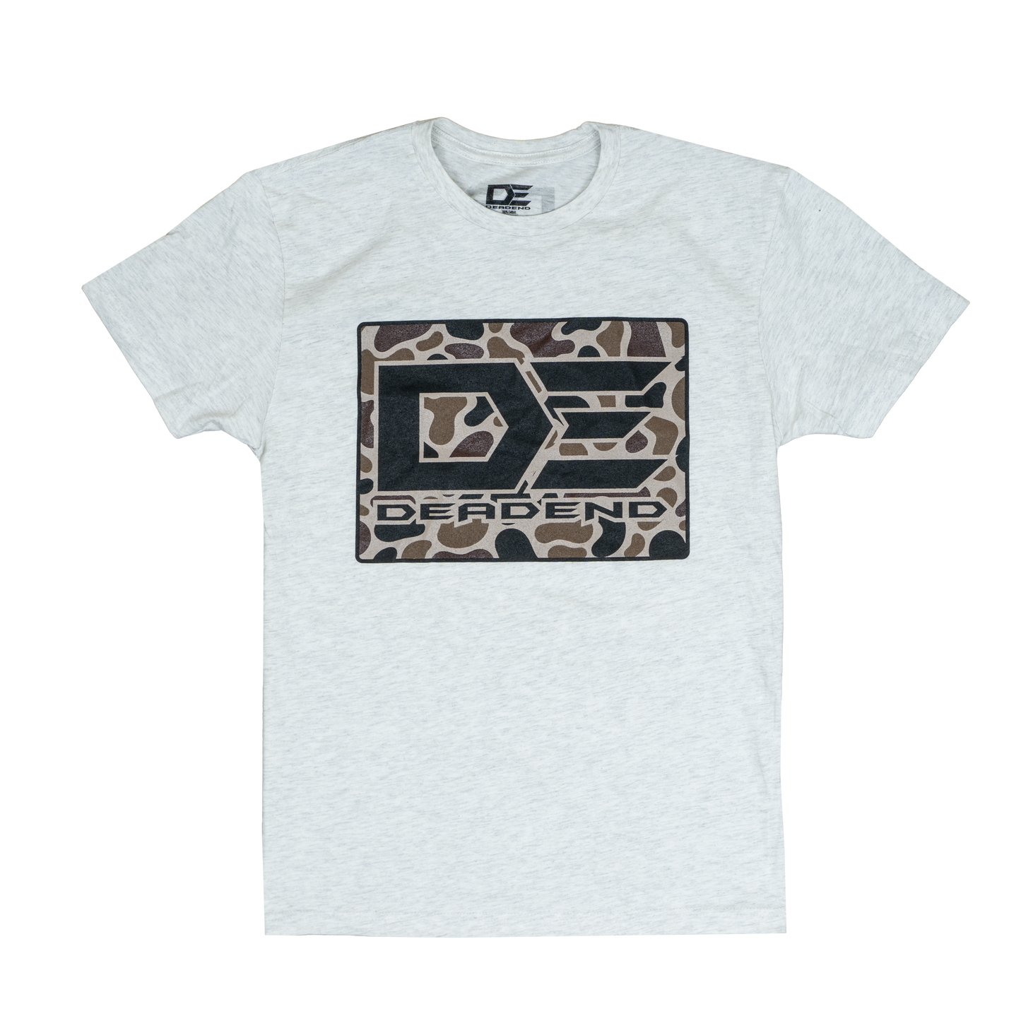 DE Dead End Old School Duck Camo Logo T-Shirt- DE3600 Oatmeal