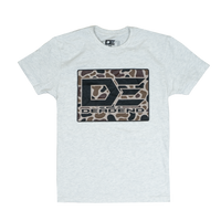 DE Dead End Old School Duck Camo Logo T-Shirt- DE3600 Oatmeal